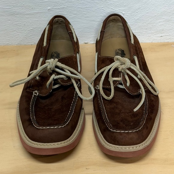 Hush Puppies Other - Hush Puppies Revere Brown Suede Boat Shoes Size 9 Mens Moc Toe Laced Nautical